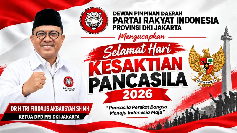 DPD Partai Rakyat Indonesia DKI Jakarta Sampaikan Ucapan Selamat Hari Kesaktian Pancasila 2026