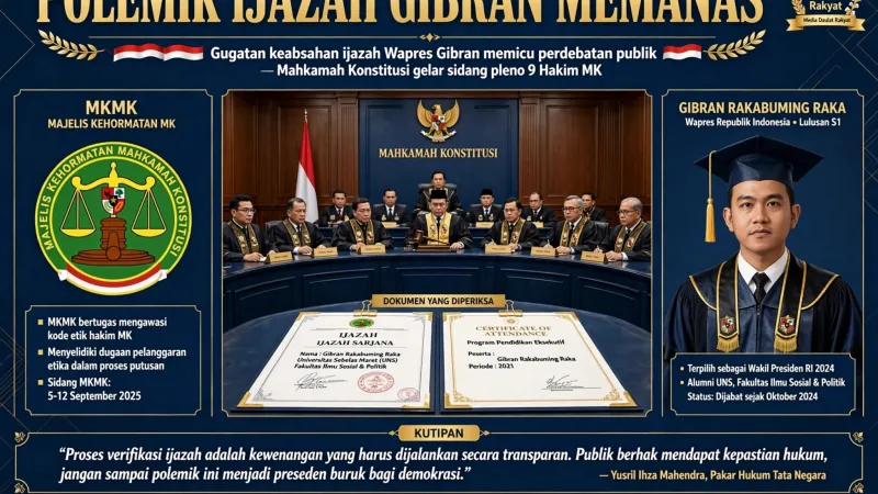 Polemik Ijazah Gibran Memanas, Sembilan Hakim MK Dilaporkan ke MKMK Usai Putusan 6 Oktober 2026